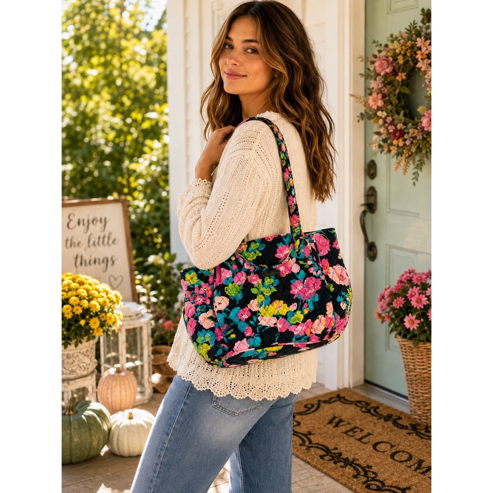 Vera Bradley Glenna Hilo Meadow Retired Floral Quilted Satchel Shoulder Bag